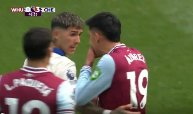 Enzo Fernandez e Edson Alvarez se enfrentaram durante a vitória do Chelsea sobre o West Ham