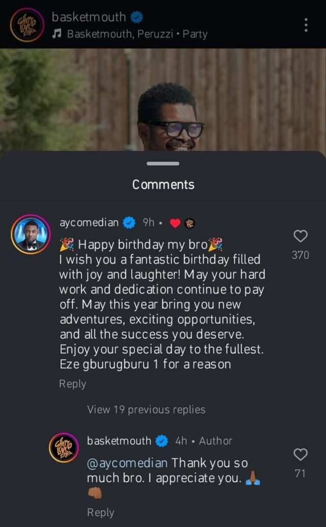 Ayo Makun comemora Basketmouth em seu aniversário