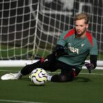 Caoimhin Kelleher, do Liverpool, durante um treino de pré-temporada no Estádio Eugene E. Stone III