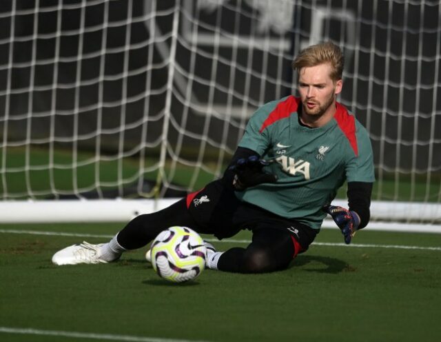 Caoimhin Kelleher, do Liverpool, durante um treino de pré-temporada no Estádio Eugene E. Stone III