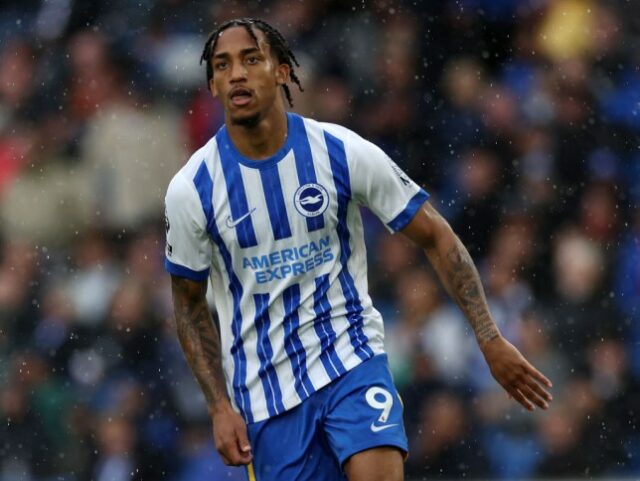 João Pedro do Brighton & Hove Albion FC durante a harmonia da Premier League entre Brighton & Hove Albion FC e Manchester United FC 