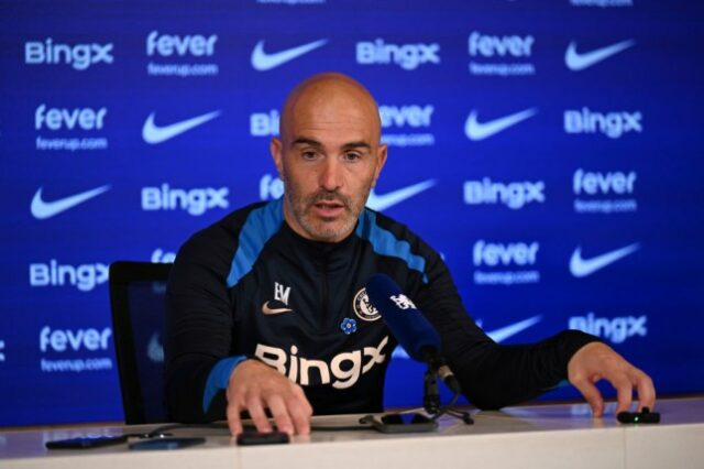 O técnico Enzo Maresca, do Chelsea, durante uma coletiva de imprensa no Chelsea Training Ground 