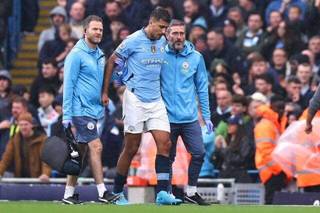 Rodri, estrela do Manchester City, sai lesionado contra o Arsenal