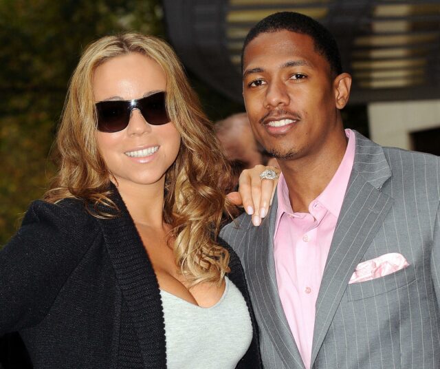 Nick Cannon e Mariah Carey sorrindo