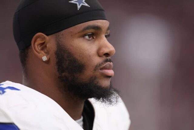 O linebacker Micah Parsons nº 11 do Dallas Cowboys está fora do campo durante o jogo da NFL no State Farm Stadium em 24 de setembro de 2023 em Glendale, Arizona. Os Cardinals derrotaram os Cowboys por 28-16.