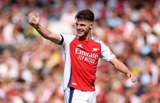 Declan Rice jogando pelo Arsenal