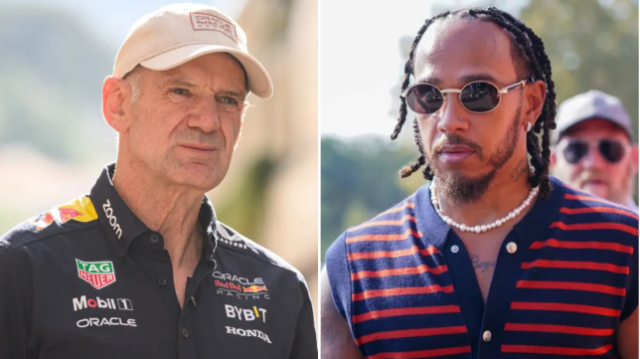 O chefe da Red Bull, Adrian Newey, e o campeão de F1, Lewis Hamilton