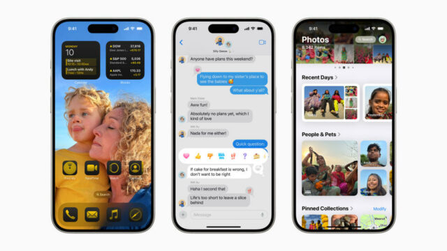 Apple iOS 18 em três iPhones