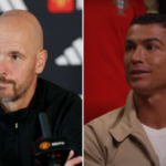 O técnico do Manchester United, Erik ten Hag e Cristiano Ronaldo.