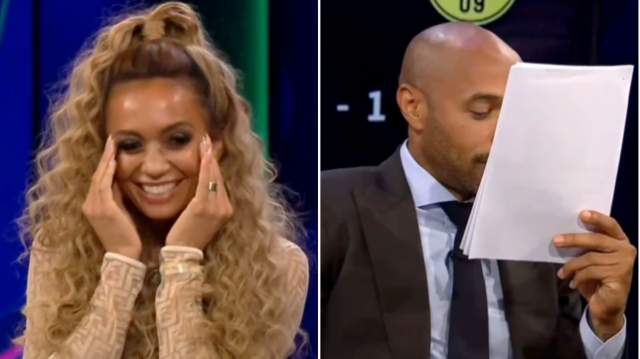 A apresentadora da CBS Sports, Kate Abdo, e a lenda do Arsenal, Thierry Henry