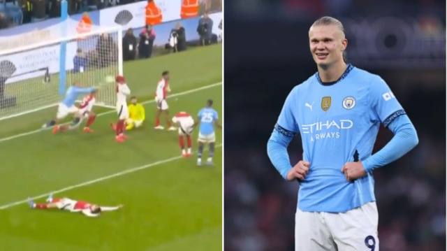 Erling Haaland é fotografado jogando bola na cabeça de Gabriel Magalhães