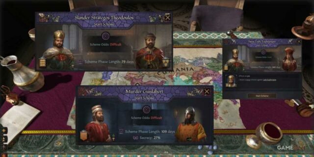 Como funcionam os esquemas em Crusader Kings 3