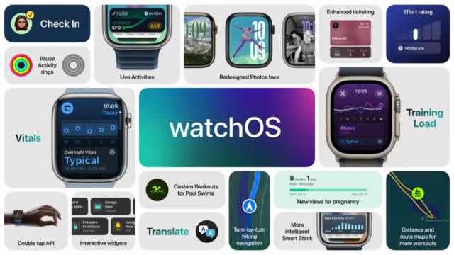 Grade mostrando vários recursos do watchOS 11.