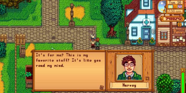 O que Harvey gosta em Stardew Valley?