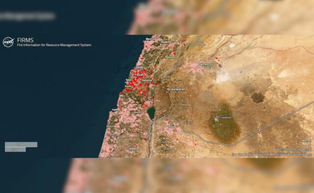 Mapa de incêndio ativo da NASA nos últimos sete dias