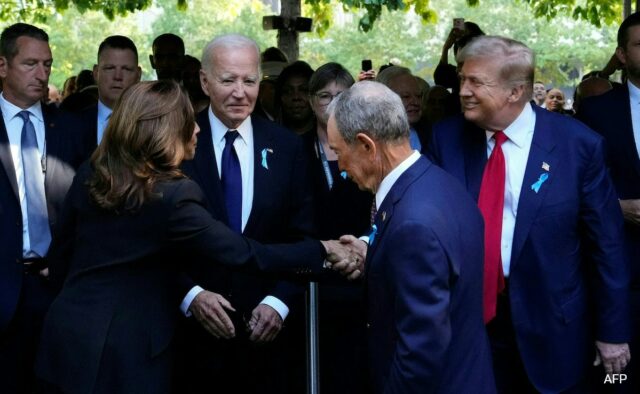 Kamala Harris e Donald Trump apertam as mãos no memorial do 11 de setembro após debate acalorado