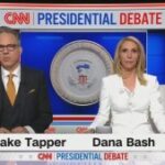 Moderadores do debate Jake Tapper e Dana Bash em 27 de junho de 2024