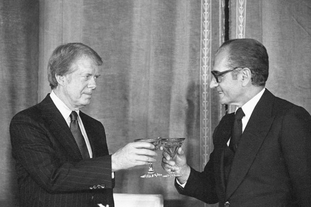 O Xá do Irã, Mohammad Reza Pahlavi, com o presidente dos EUA, Jimmy Carter 