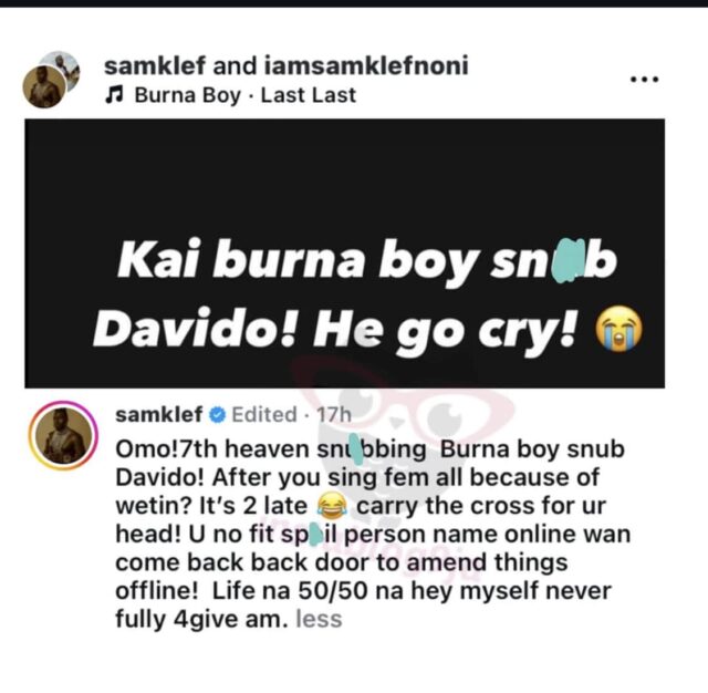 SamKlef zomba de Davido