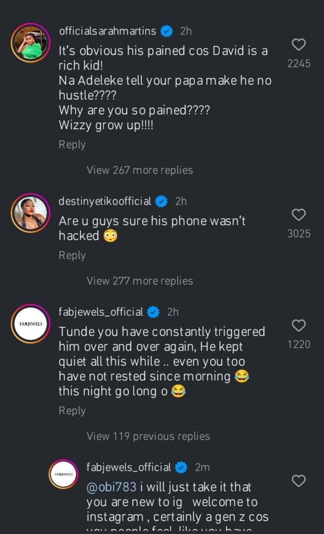 Destiny Etiko e Sarah Martins reagem ao ataque de Wizkid a Davido