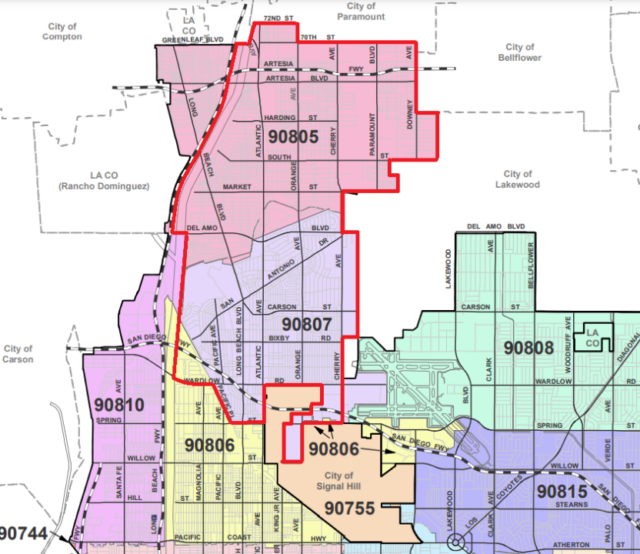 Mapa de aviso de água fervente de Long Beach