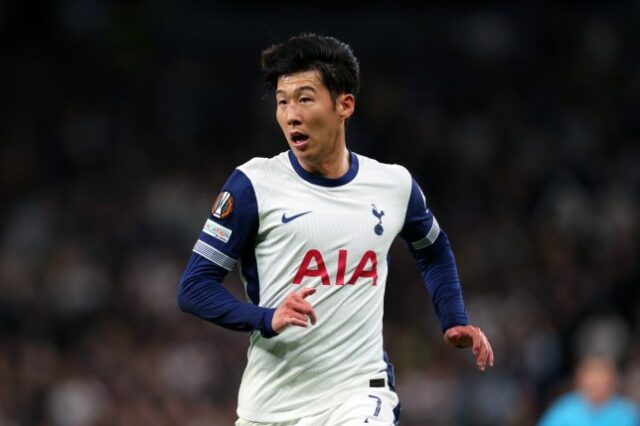 Son Heung-Min do Tottenham Hotspur durante a partida da fase MD1 da Liga Europa 2024/25 da UEFA entre Tottenham Hotspur e Qarabag FK no Tottenham Hotspur Stadium