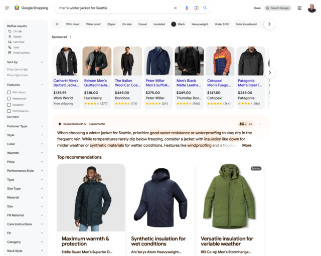 Novos recursos do Google Shopping