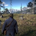 Jogador de Red Dead Redemption 2 seguido por Dutch e Sadie fora das missões da história